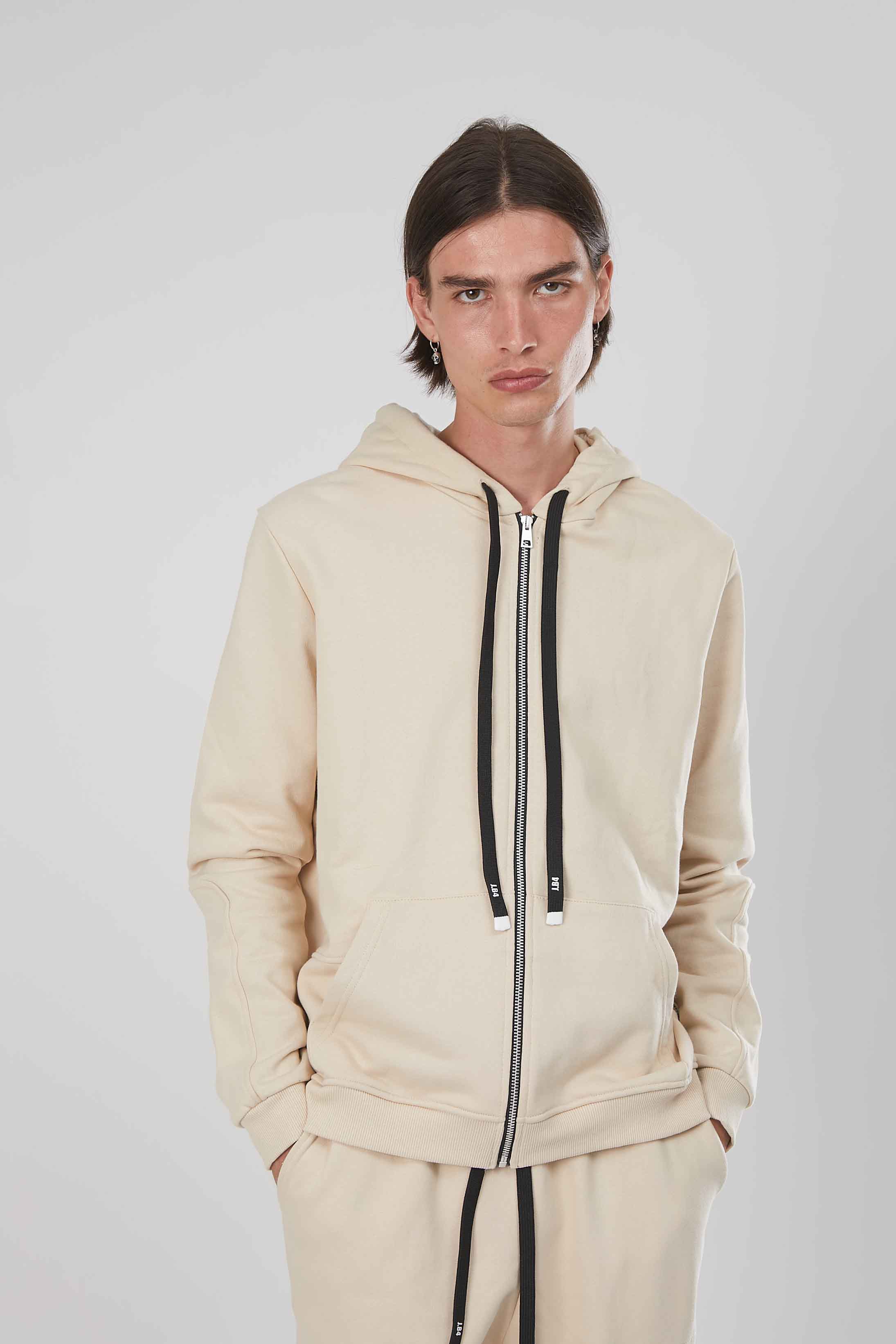 FELPA ZIP LATERALE BEIGE