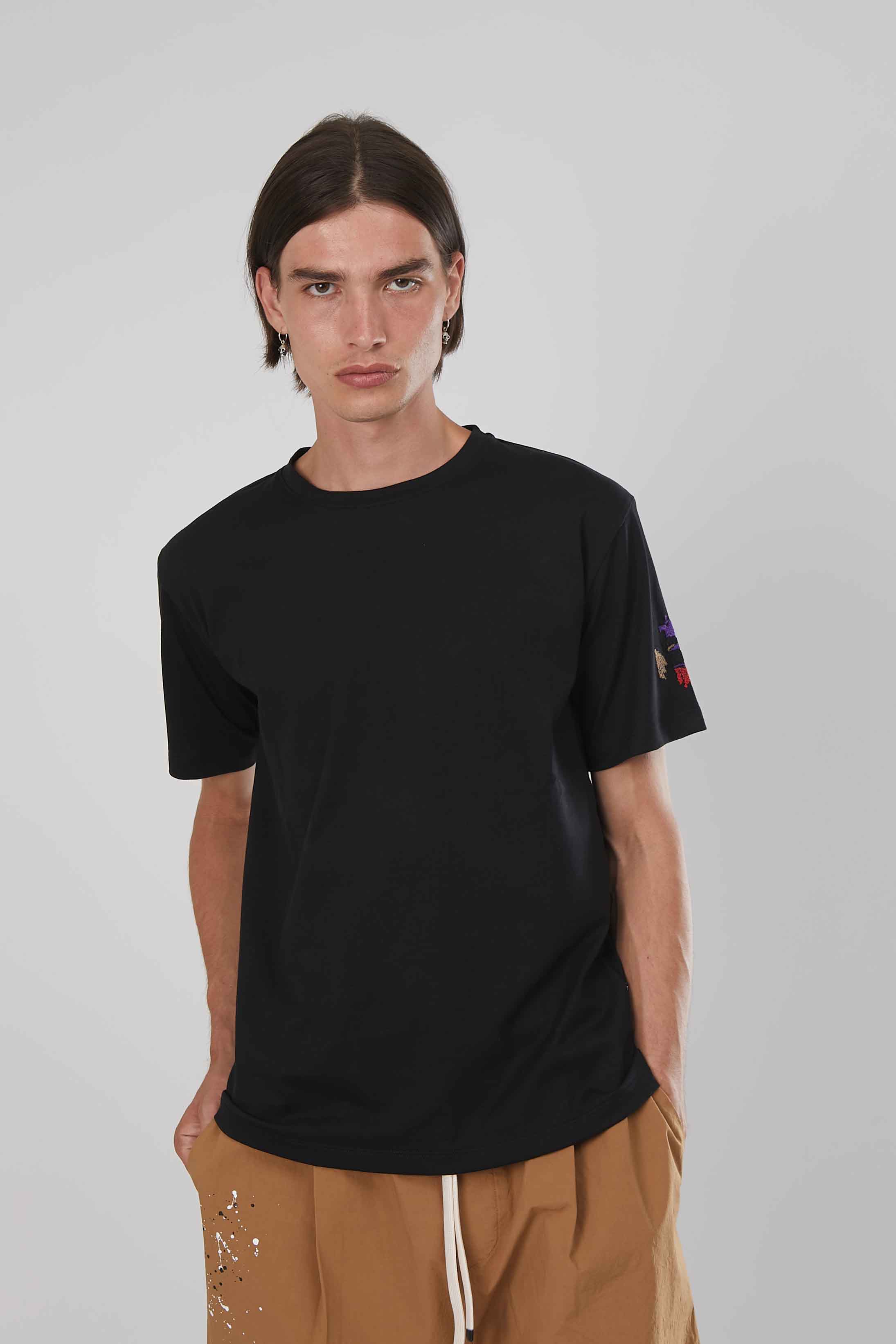 T-SHIRT AQUILA RICAMATA BLACK