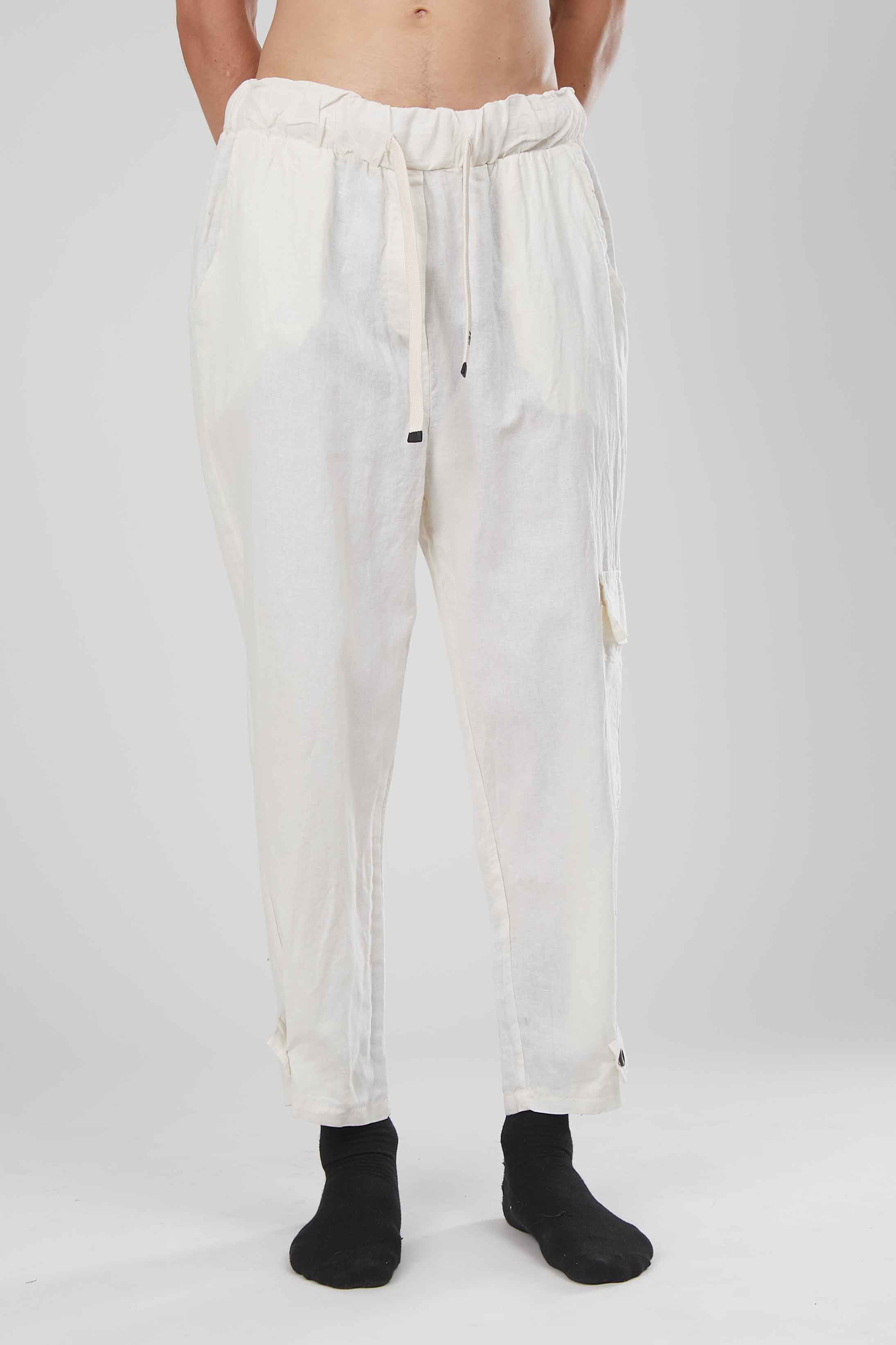 PANTALONI LINO WHITE