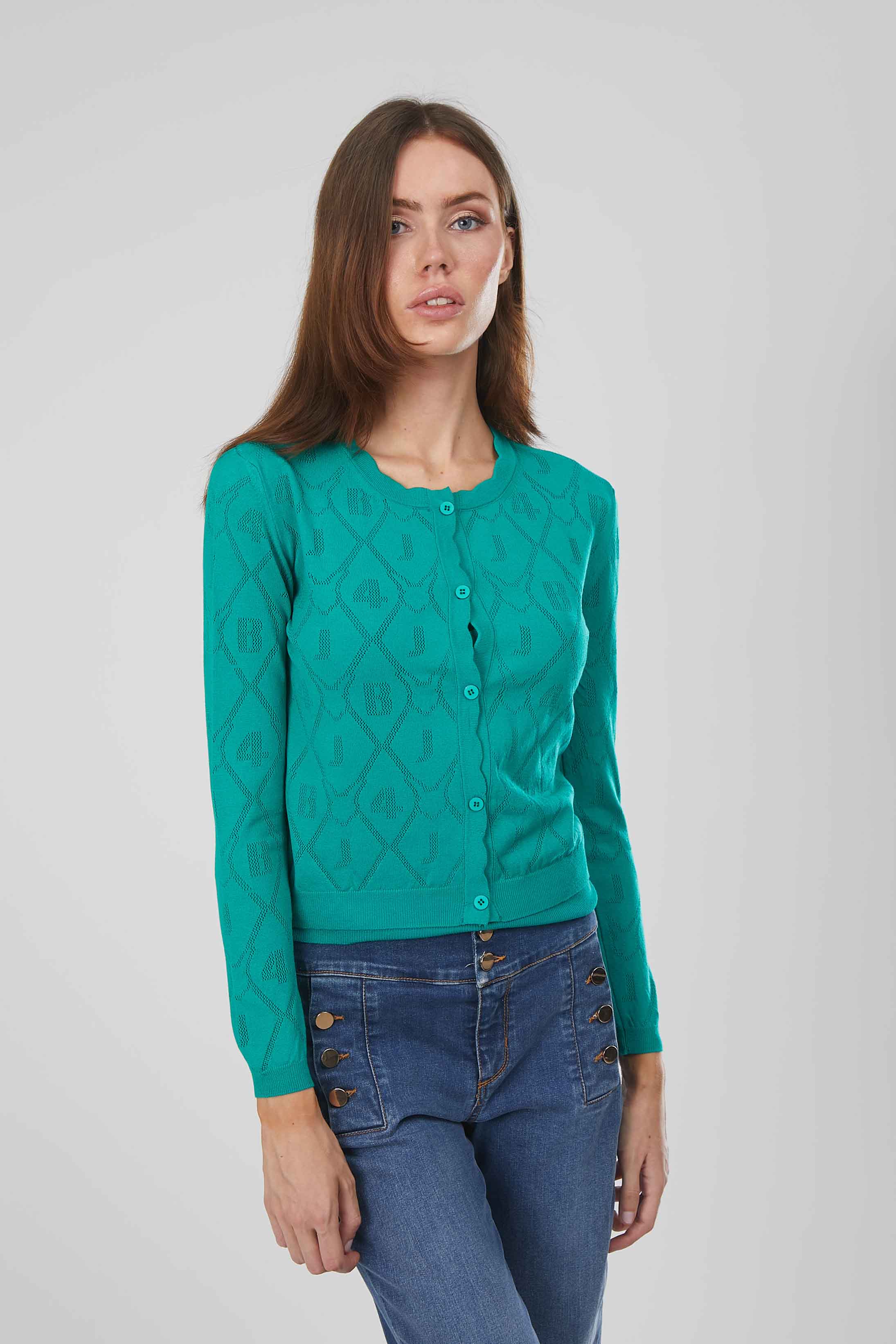 CARDIGAN ROMBI TRAFORATO GREEN