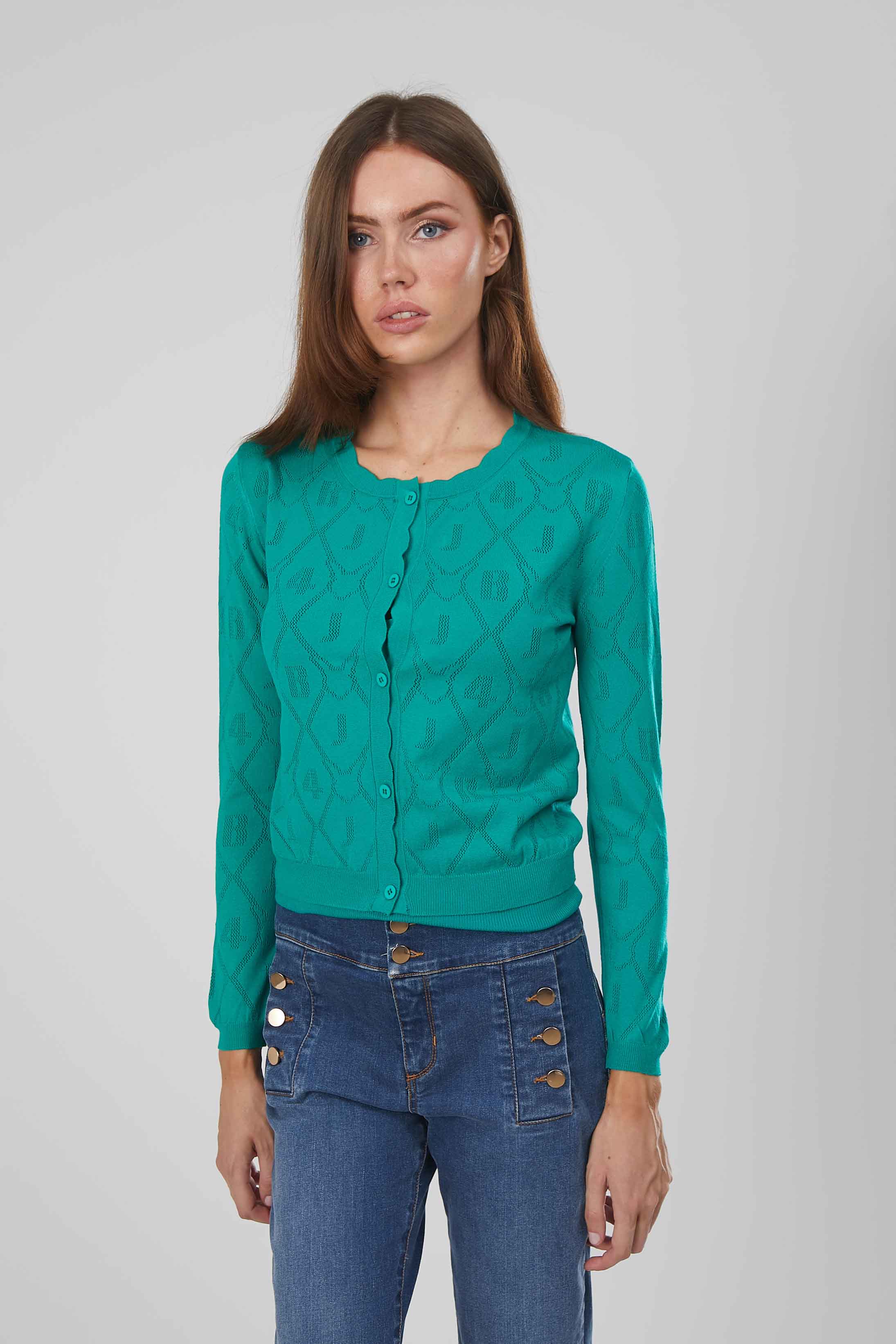 CARDIGAN ROMBI TRAFORATO GREEN