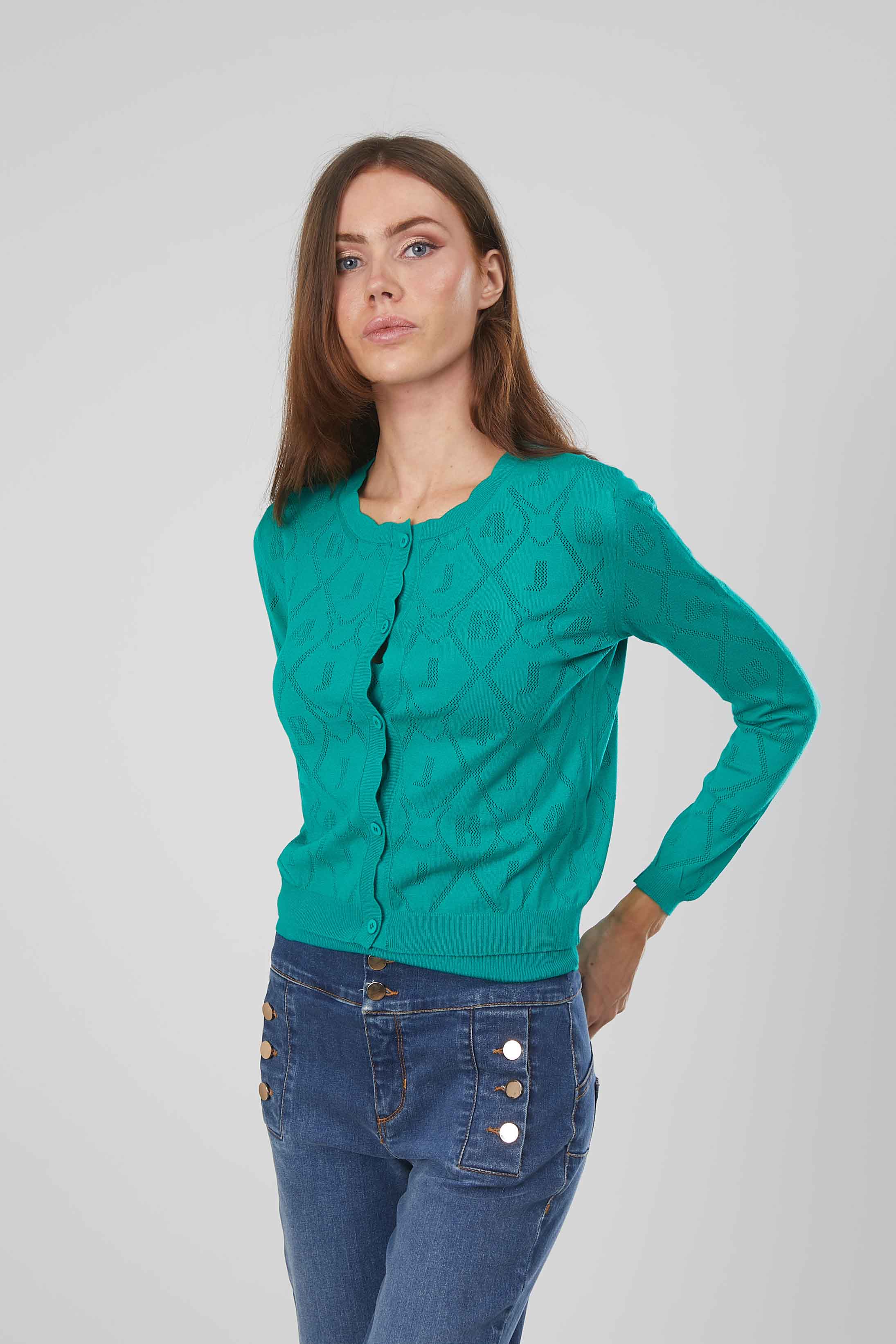 CARDIGAN ROMBI TRAFORATO GREEN