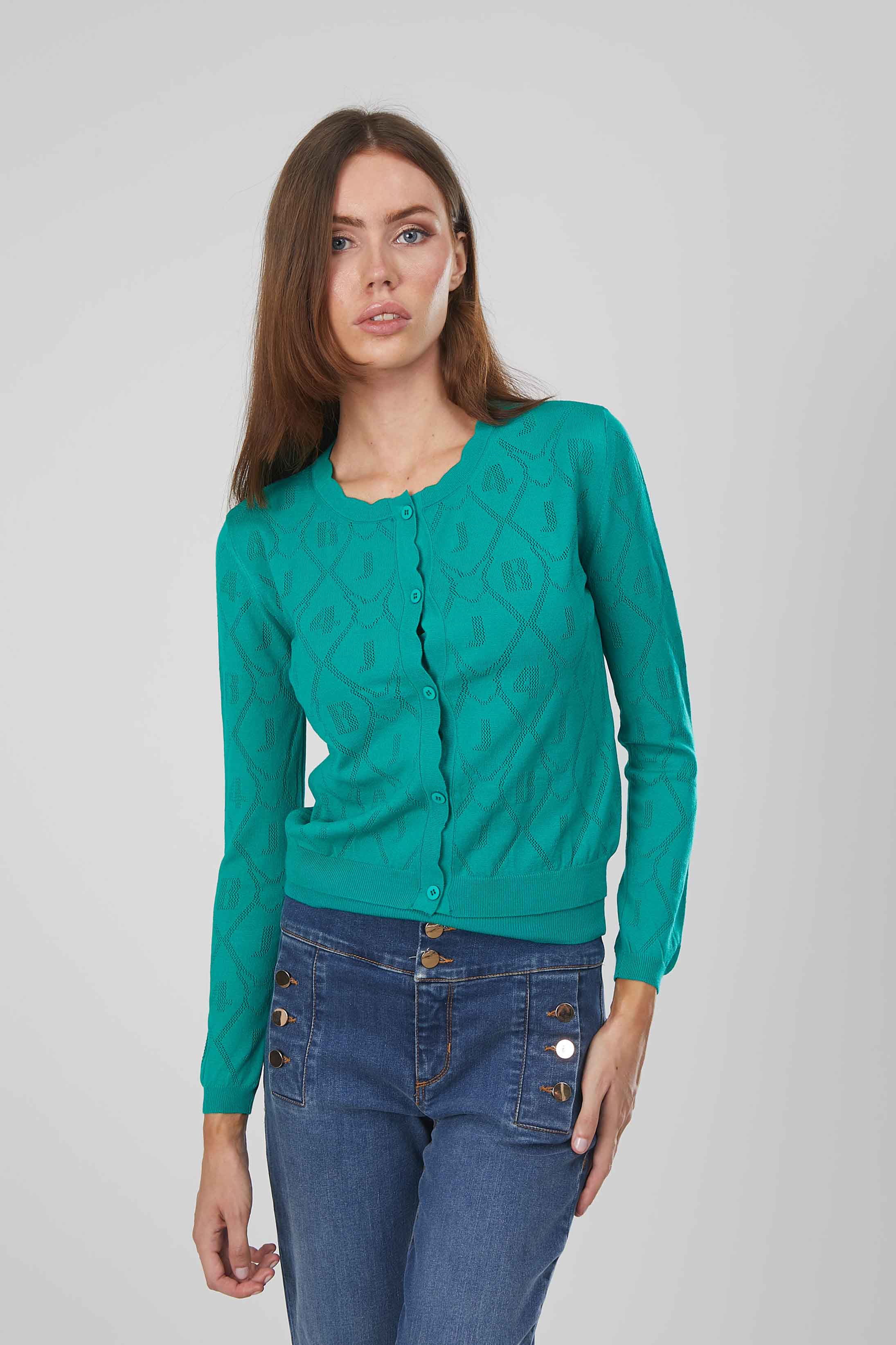 CARDIGAN ROMBI TRAFORATO GREEN
