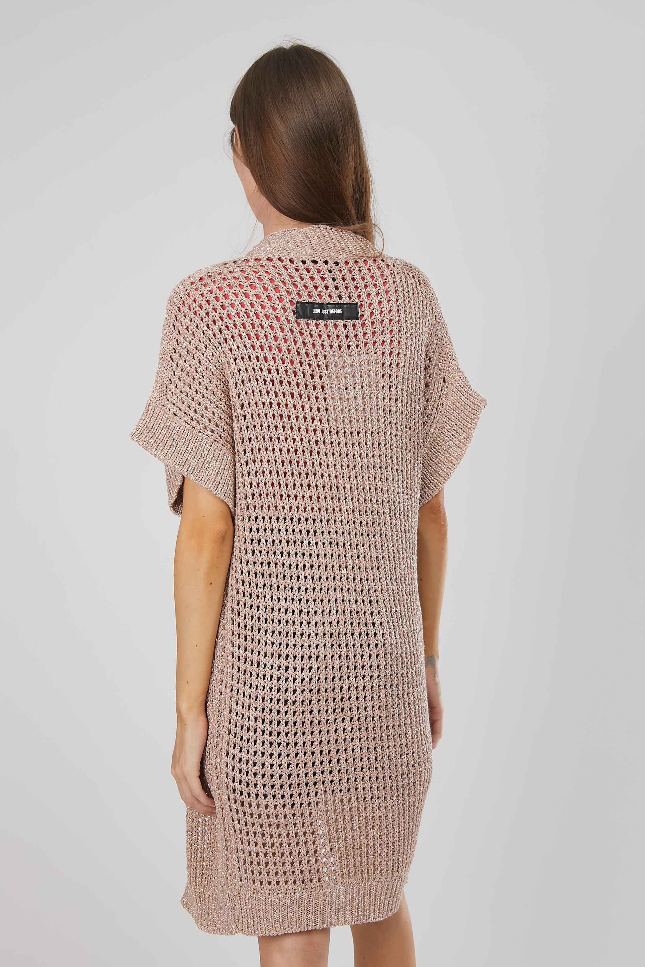 CARDIGAN LUNGO RETE ROSA ANTICO