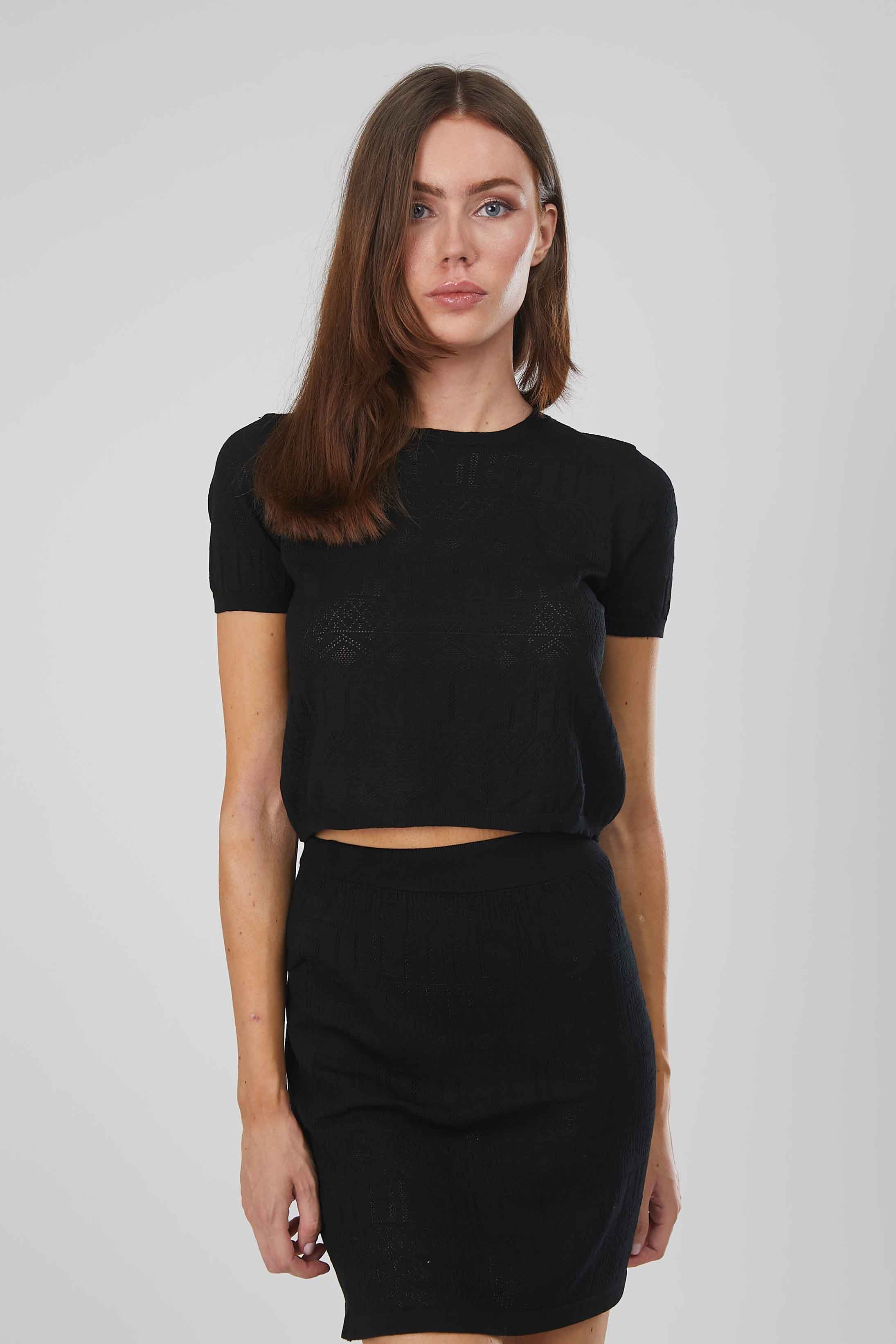T-SHIRT IN MAGLIA TRAFORATA BLACK