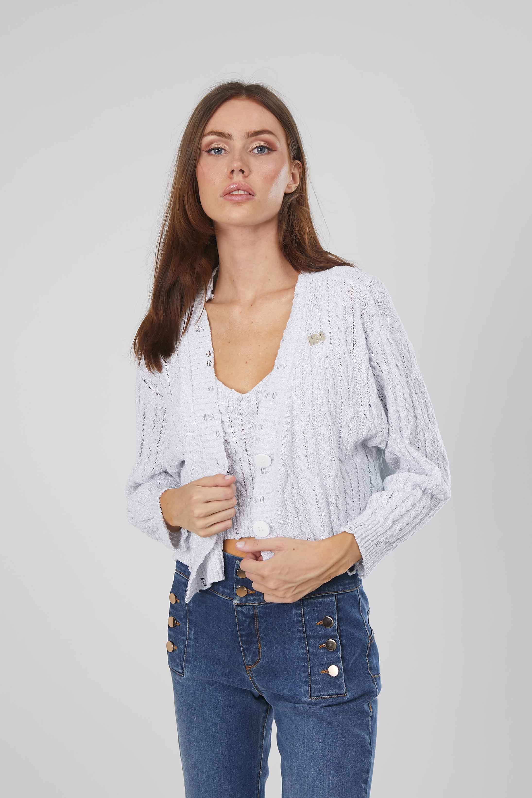 CARDIGAN CORTO A TRECCE WHITE