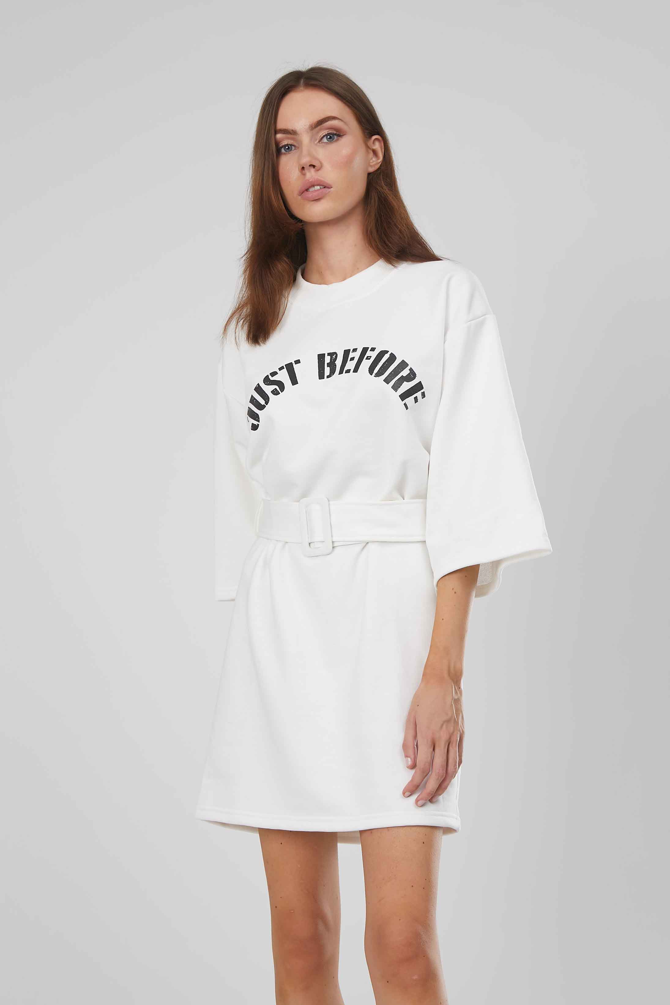 FELPA ABITO CON CINTURA WHITE