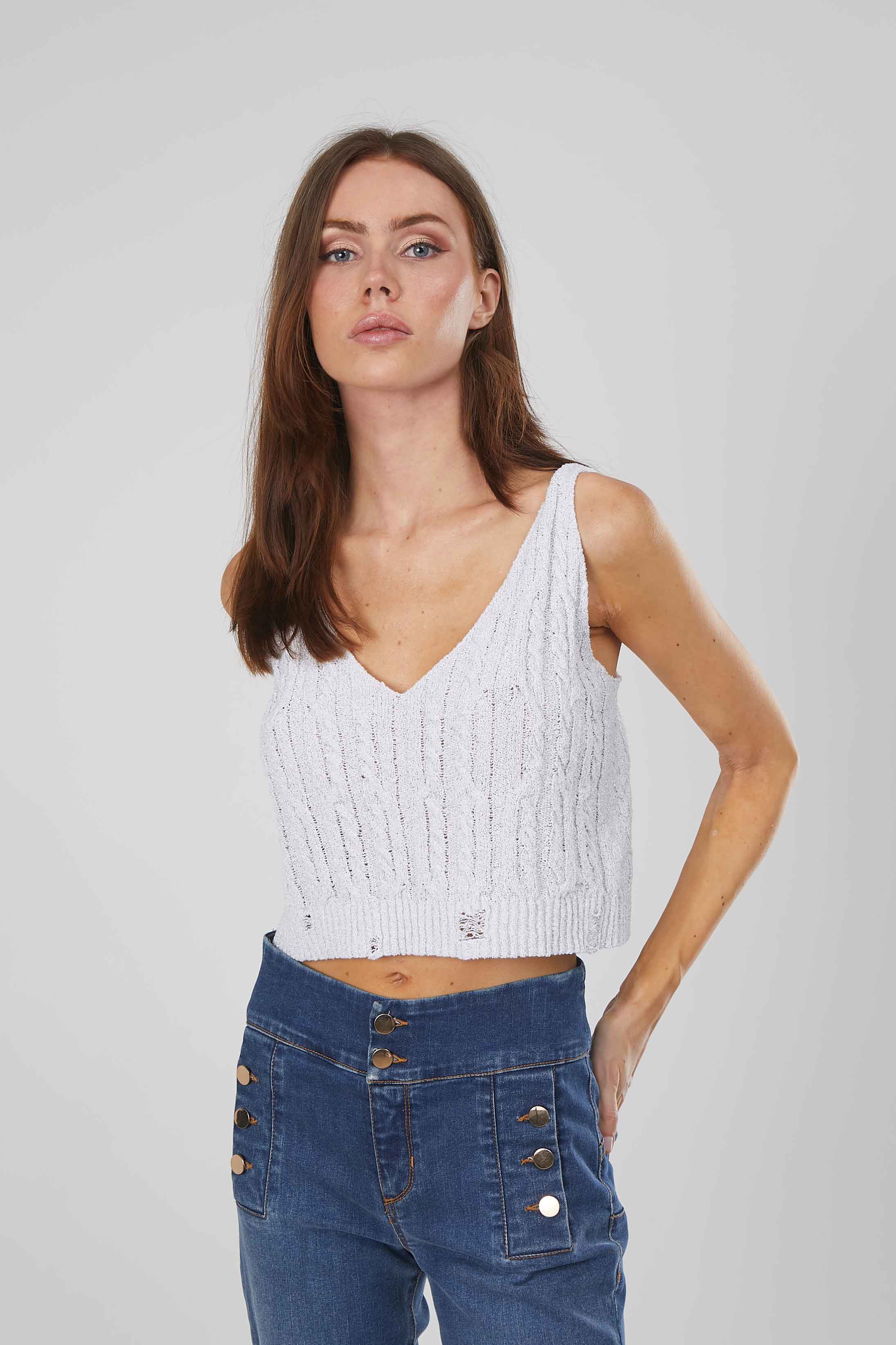 TOP CORTO A TRECCE WHITE