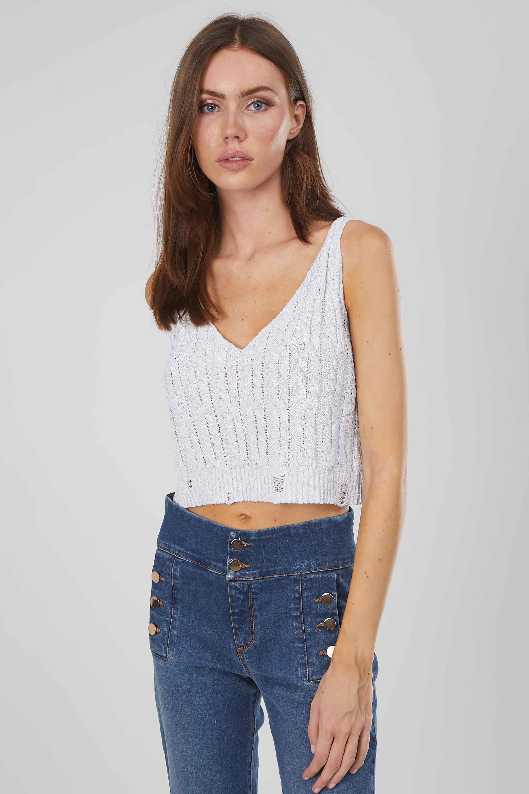 TOP CORTO A TRECCE WHITE