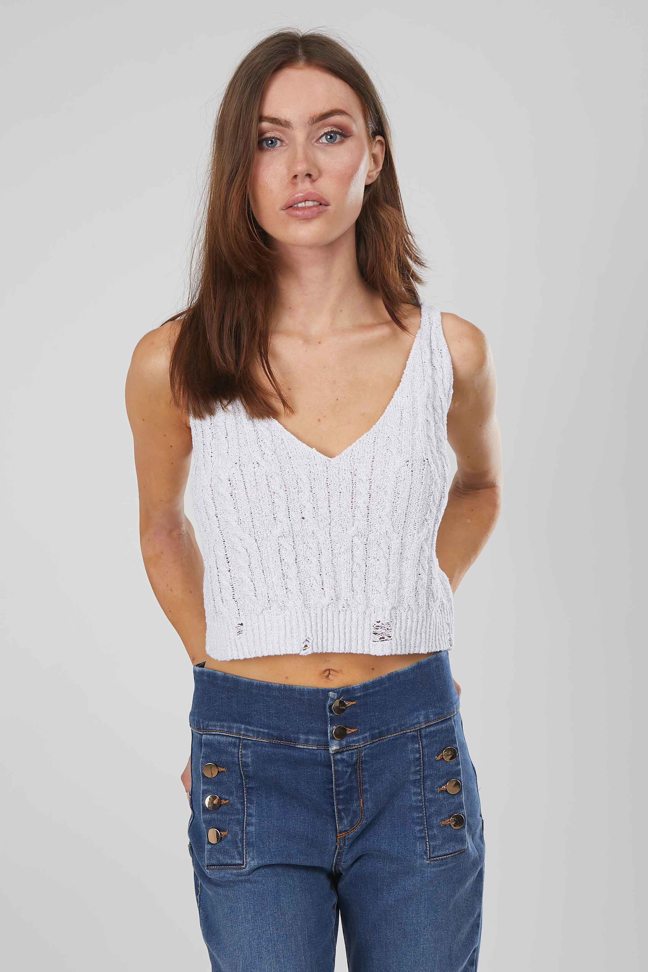 TOP CORTO A TRECCE WHITE