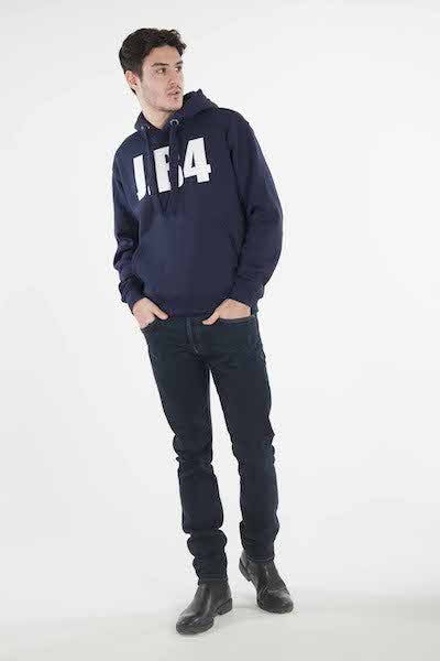 HOODED SWEATSHIRT WITH LOGO IN BLUE POLYCOTTON
