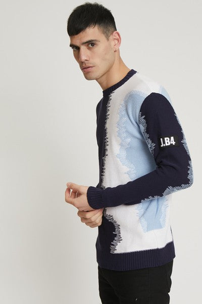 MAGLIA JACQUARD TIE DYE BLUE