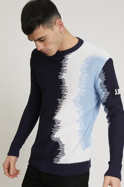 MAGLIA JACQUARD TIE DYE BLUE