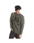 GREEN COTTON SWEATSHIRT WITH ANTI-THEFT LOGO