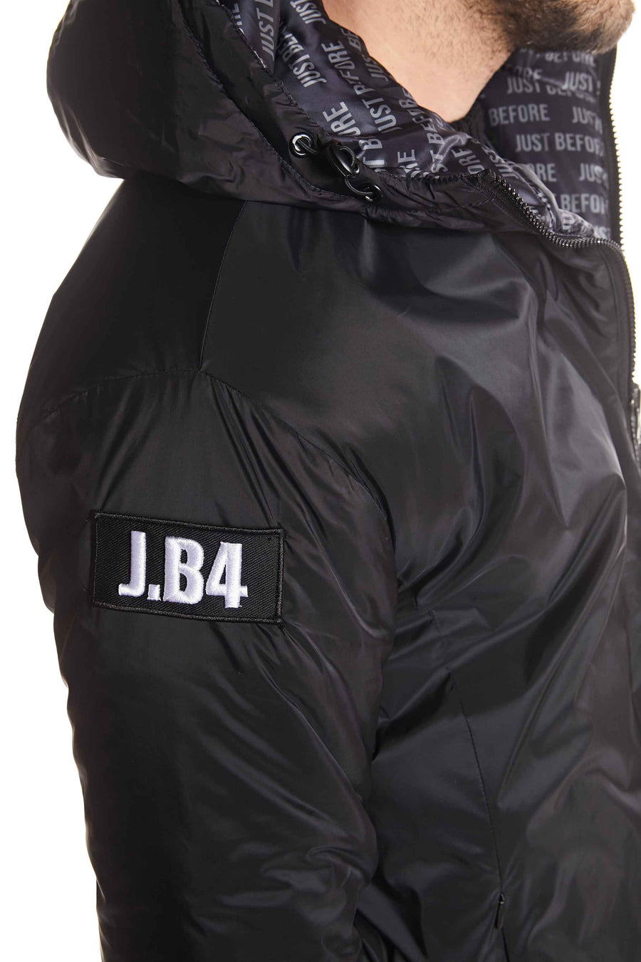 DOUBLE FACE LIGHT DOWN JACKET WITH BLACK LOGO