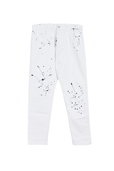 PANTALONE DENIM MACCHIATO BIANCO