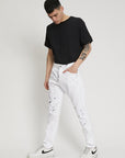 WHITE STAINED DENIM TROUSERS