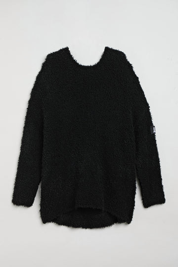 BOUCLE 'SWEATER WITH BLACK PATCH