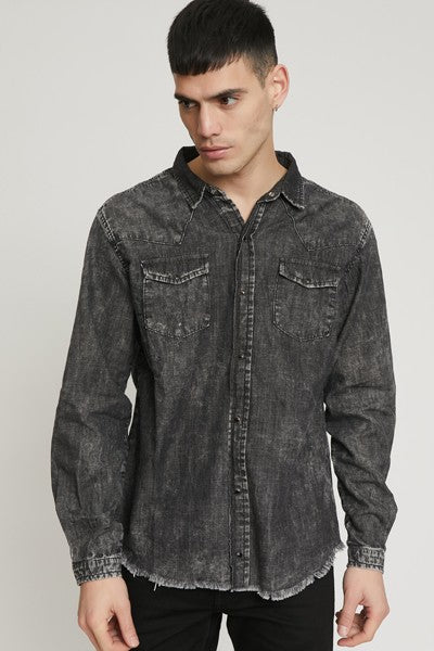 CAMICIA DENIM PATCH BANDANA NERO