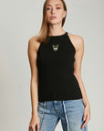 TOP FIT AMERICANA CON PATCH NERO