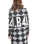 J.B4 LOGO CARDIGAN IN BLACK GRAY RHOMBUS