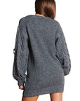 MAXI GRAY BRAID SWEATER