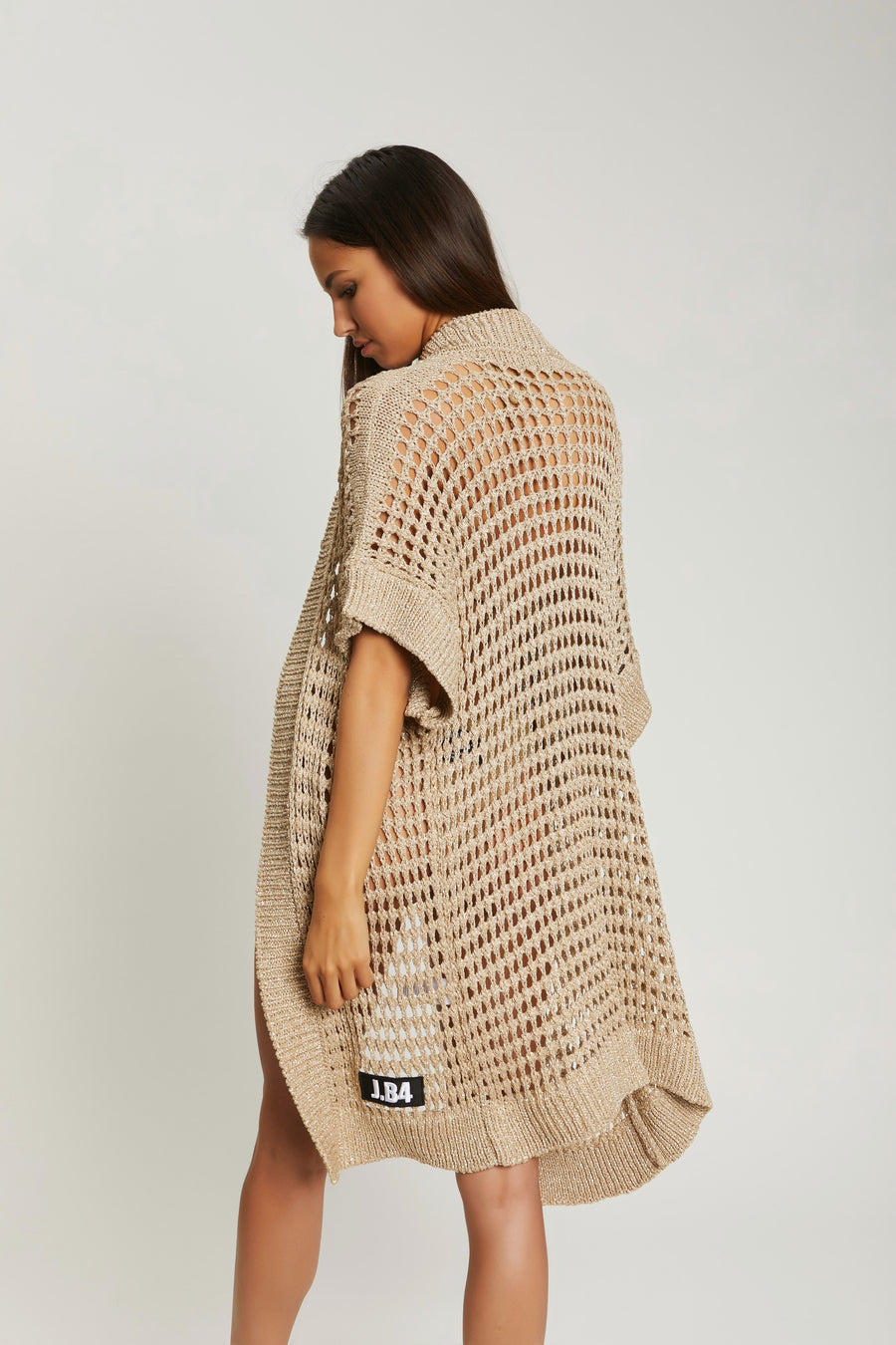 DUSTER NET IN GOLD LUREX KNIT
