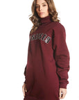 FLEECE DRESS WITH BURGUNDY MOUTH PATCH