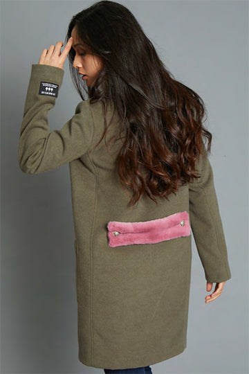 CLOTH COAT WITH MILITARY GREEN MARTINGALE