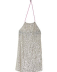 AMERICAN NECK DRESS IN SILVER SEQUINS
