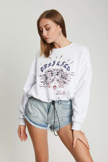 GRAPHIC SWEATSHIRT EMBROIDERED WHITE COULISSE