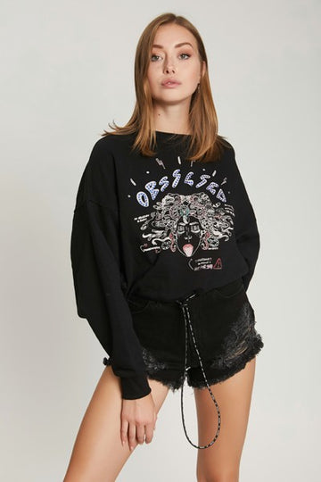 GRAPHIC SWEATSHIRT EMBROIDERED BLACK COULISSE