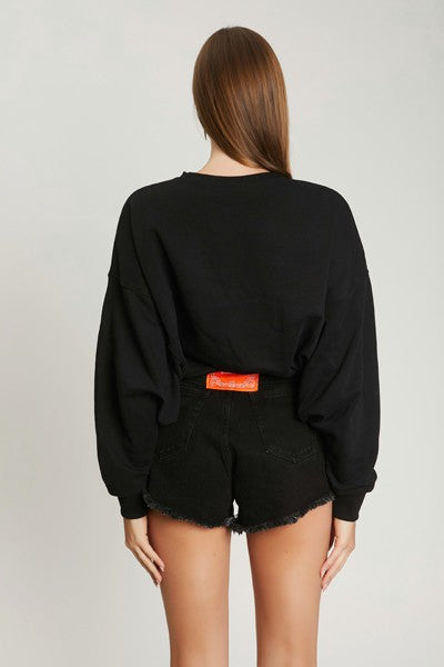 GRAPHIC SWEATSHIRT EMBROIDERED BLACK COULISSE