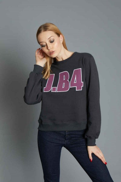 GRAY EMBROIDERED LOGO SWEATSHIRT