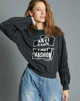 NECK SWEATSHIRT WITH ELASTIC SLEEVES