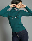 SLIM FIT SWEATER WITH GREEN INTARSIA HANDS