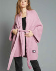 KNIT CARDIGAN WITH BRAID AND FUCHSIA PINK BELT