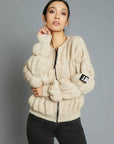 ZIP SWEATER WITH NATURAL WRAPS ON THE SLEEVES