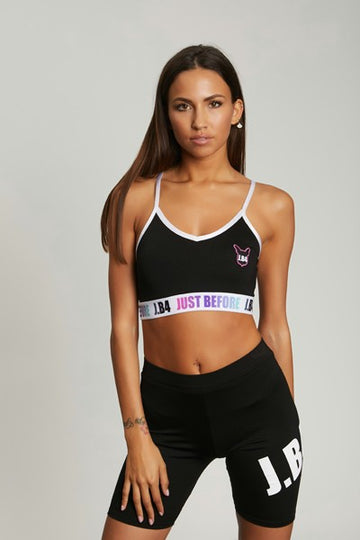 TOP CON ELASTICO LOGGATO NERO