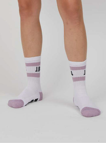 WHITE SOCKS WITH LILAC STRIPES